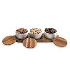 Condiment Serving Set 3 Ceramic Bowls with Lids 13" x 3.75" - Qu!rk Boutique