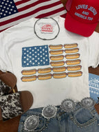 USA Hot Dog Flag Graphic Tee - Qu!rk Boutique