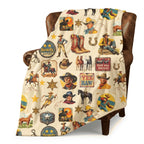 Baha Ranch Vintage Cowboy Collage Ultra-Soft Micro Fleece Blanket 60" x 80" Made in America - Qu!rk Boutique