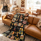 Baha Ranch Vintage Cowboy Collage Western Ultra Soft Minky Throw Blanket 60" x 80" Made in America - Qu!rk Boutique