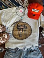 Western Saddle Graphic Sweatshirt - Qu!rk Boutique