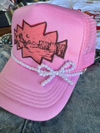 White Pearl Bow Trucker Hat Chain - Qu!rk Boutique