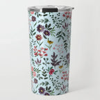 Bright Watercolor Flower - Blue - Travel Mug - Qu!rk Boutique