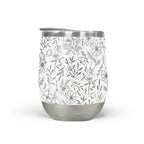 Blue Gray Flower Stemless Wine Tumbler - Qu!rk Boutique