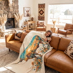 Baha Ranch Painted Longhorn Throw Blanket 60" x 80" Made in America - Qu!rk Boutique